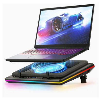 【Limited Time 】Llano RGB Laptop Cooling Pad, Gaming Laptop Cooler with Powerful Turbofan, Fast Cooling Laptop 15.6-21In, Adjustable Speed, Touch Control, LCD Screen
