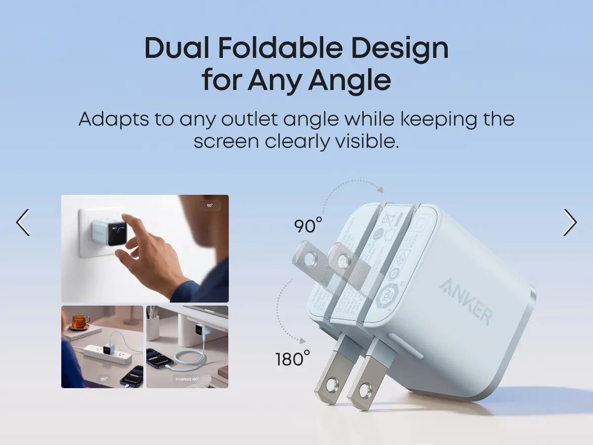 Anker Smart Display Charger, USBC Charger with Smart Recognition, Built-In Care Mode, Compact with 180° Foldable Plug + Anker Portable Laptop Power Bank with Built-In Cables, 25,000Mah High-Capacity Battery, Fast Charging for 4 Devices Summervibes