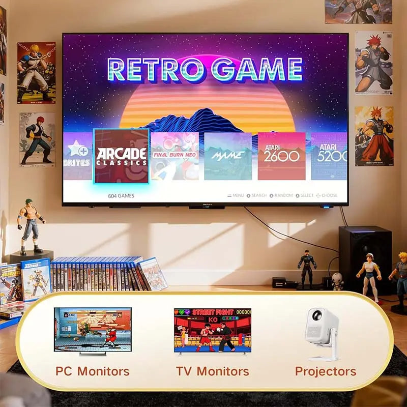 2026 Mass Games Retro Game Console NO PS2 with 40000+ Built-In Games 19 Emulators 2 Wireless Controllers HD Output & 128GB SD Card Perfect for Kids & Adults - Portable Gaming System