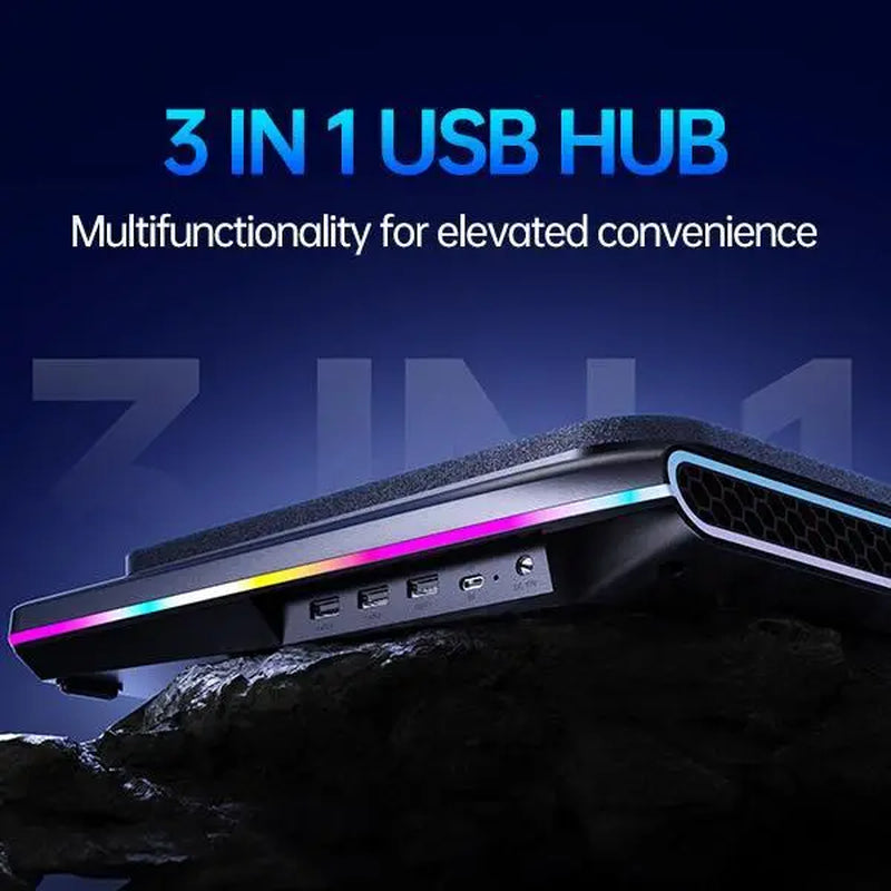 【Limited Time 】Llano RGB Laptop Cooling Pad, Gaming Laptop Cooler with Powerful Turbofan, Fast Cooling Laptop 15.6-21In, Adjustable Speed, Touch Control, LCD Screen