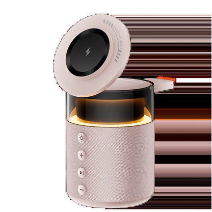 BLKE 5-In-1 Wireless Charging Station with Bluetooth Speaker Night Light 360° Stereo Sound Magsafe Fast Charger & Phone Stand 33W Adapter Included Compatible with Iphone 17/16/15/14/13 Series & Earbuds & Apple Watch Gift Mothersdaygift