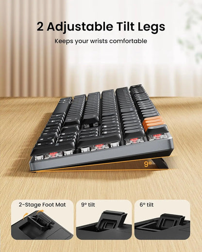 Protoarc Wireless Mechanical Keyboard, K310 Pro Backlit Bluetooth Aluminum Keyboard, 2.4G+Dual BT, Linear Red Switches, Programmable Keys, Low Profile Keys, Full Size, Rechargeable, Multi-Device