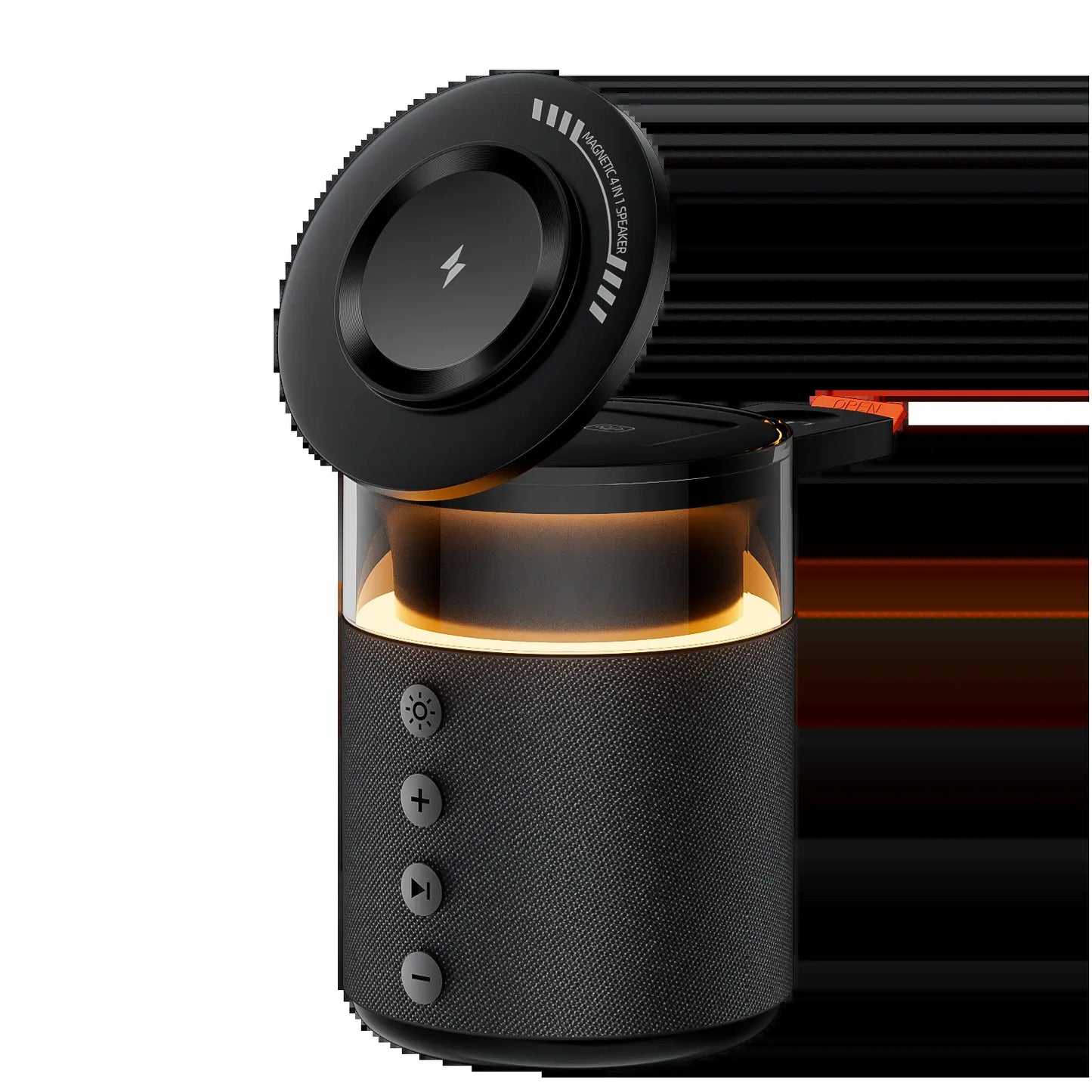 BLKE 5-In-1 Wireless Charging Station with Bluetooth Speaker Night Light 360° Stereo Sound Magsafe Fast Charger & Phone Stand 33W Adapter Included Compatible with Iphone 17/16/15/14/13 Series & Earbuds & Apple Watch Gift Mothersdaygift