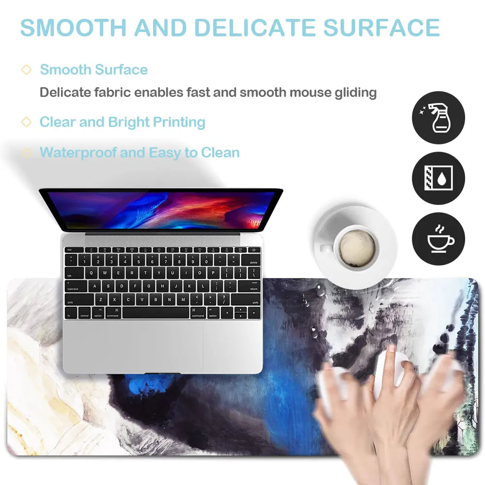 Large Gaming Mouse Pad Full Keyboard Laptop Computer Mouse Mat 31.5 X 11.8 Inches Waterproof Anti-Slip Neoprene Base for Home Office Geometric Design Summervibes