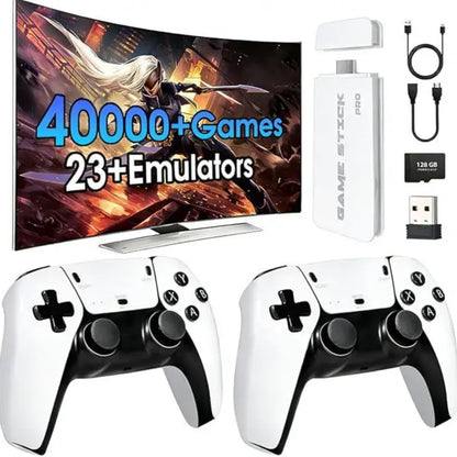 2026 Mass Games Retro Game Console NO PS2 with 40000+ Built-In Games 19 Emulators 2 Wireless Controllers HD Output & 128GB SD Card Perfect for Kids & Adults - Portable Gaming System