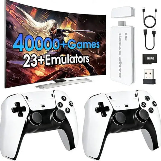2026 Mass Games Retro Game Console NO PS2 with 40000+ Built-In Games 19 Emulators 2 Wireless Controllers HD Output & 128GB SD Card Perfect for Kids & Adults - Portable Gaming System