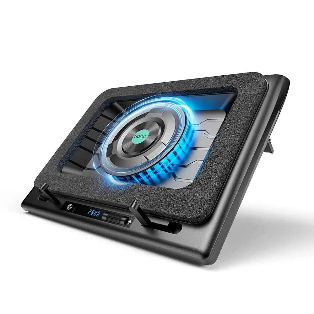 【Limited Time 】Llano RGB Laptop Cooling Pad, Gaming Laptop Cooler with Powerful Turbofan, Fast Cooling Laptop 15.6-21In, Adjustable Speed, Touch Control, LCD Screen