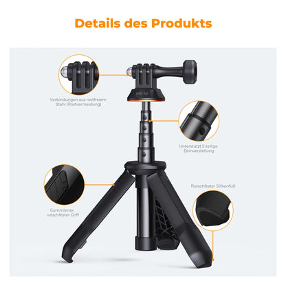 [K&F CONCEPT]MS03 13''/33Cm Action Camera Mounts Stick Desktop Stand (Small Size) for Gopro, Action,Camera Video Recording Tripod Stand, Cellphone Clip for Smartphone Live Streaming Vlog Phone Selfie