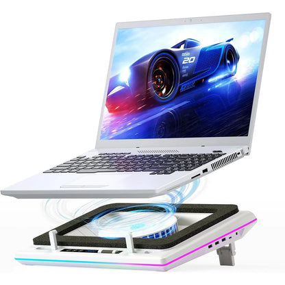 【Limited Time 】Llano RGB Laptop Cooling Pad, Gaming Laptop Cooler with Powerful Turbofan, Fast Cooling Laptop 15.6-21In, Adjustable Speed, Touch Control, LCD Screen
