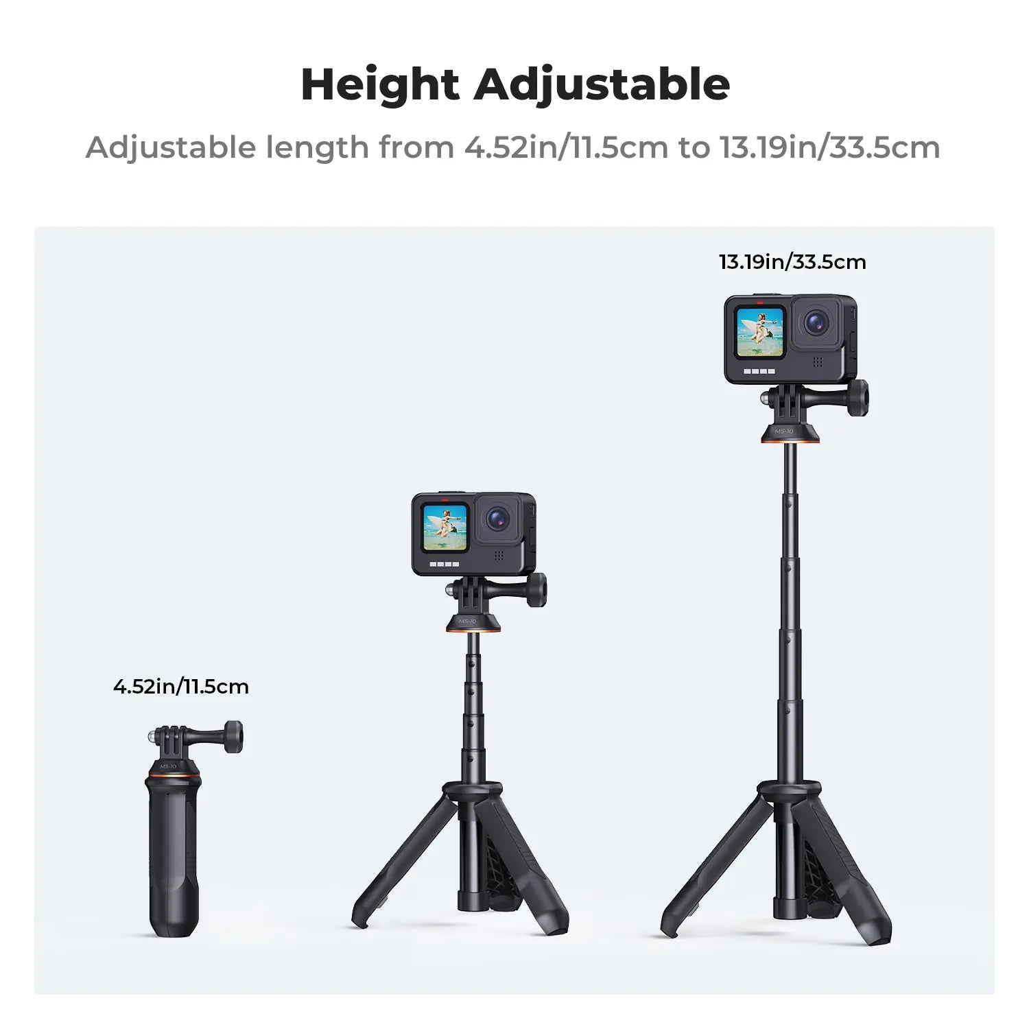 [K&F CONCEPT]MS03 13''/33Cm Action Camera Mounts Stick Desktop Stand (Small Size) for Gopro, Action,Camera Video Recording Tripod Stand, Cellphone Clip for Smartphone Live Streaming Vlog Phone Selfie