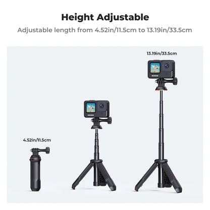 [K&F CONCEPT]MS03 13''/33Cm Action Camera Mounts Stick Desktop Stand (Small Size) for Gopro, Action,Camera Video Recording Tripod Stand, Cellphone Clip for Smartphone Live Streaming Vlog Phone Selfie