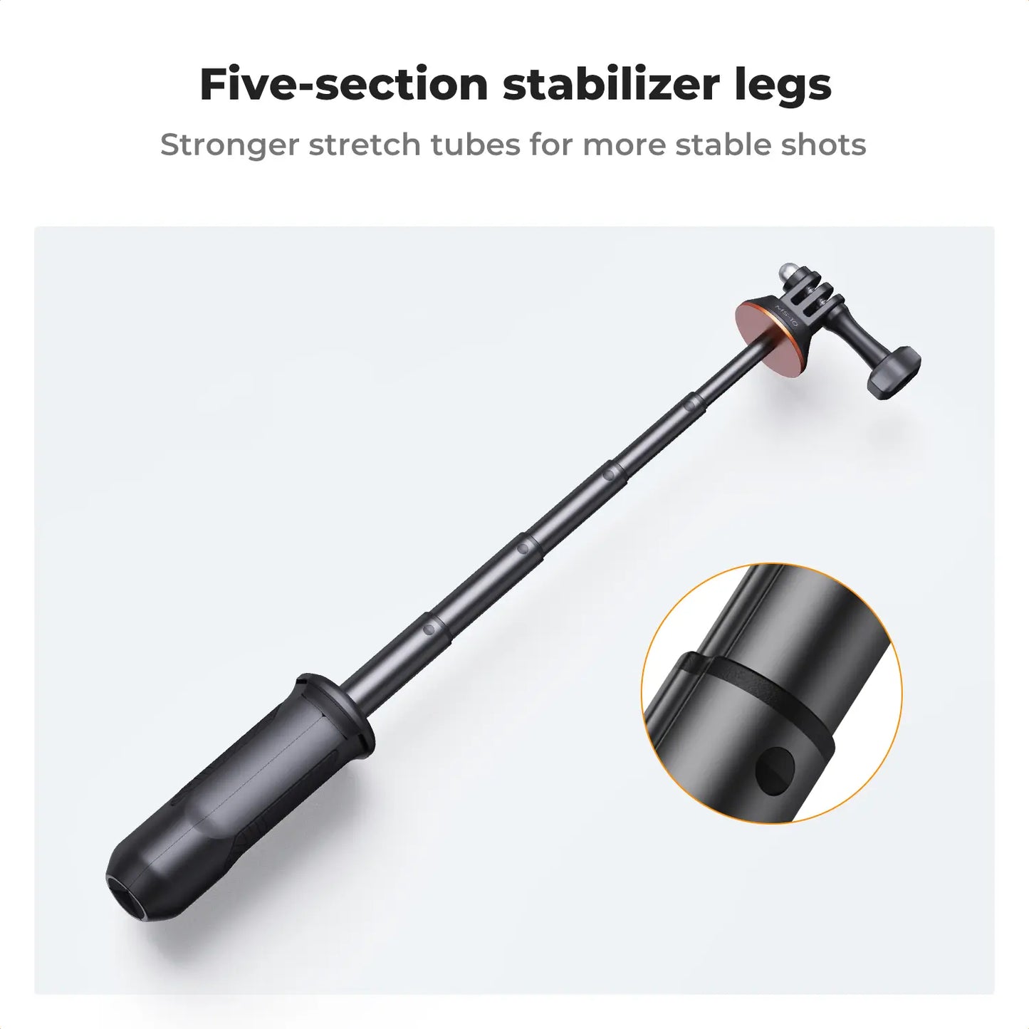 [K&F CONCEPT]MS03 13''/33Cm Action Camera Mounts Stick Desktop Stand (Small Size) for Gopro, Action,Camera Video Recording Tripod Stand, Cellphone Clip for Smartphone Live Streaming Vlog Phone Selfie
