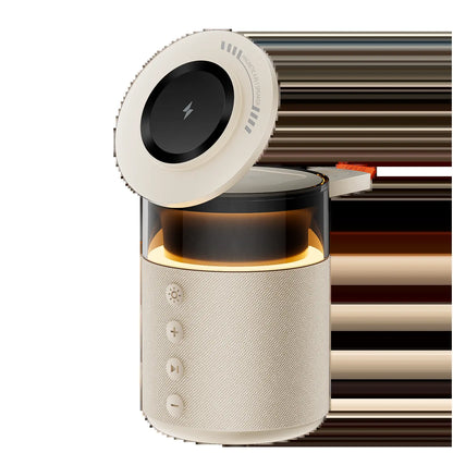 BLKE 5-In-1 Wireless Charging Station with Bluetooth Speaker Night Light 360° Stereo Sound Magsafe Fast Charger & Phone Stand 33W Adapter Included Compatible with Iphone 17/16/15/14/13 Series & Earbuds & Apple Watch Gift Mothersdaygift