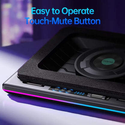 【Limited Time 】Llano RGB Laptop Cooling Pad, Gaming Laptop Cooler with Powerful Turbofan, Fast Cooling Laptop 15.6-21In, Adjustable Speed, Touch Control, LCD Screen