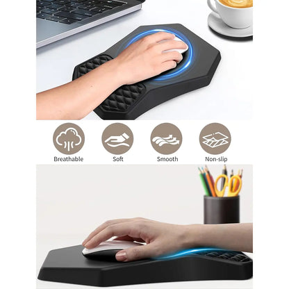 3-In-1 Ergonomic Keyboard Stand with Wrist Rest & Mouse Pad Set, Comfy Keyboard Riser Holder Soft Mousepad with Massage Design, Memory Foam and Non-Slip PU Base for Pain Relief