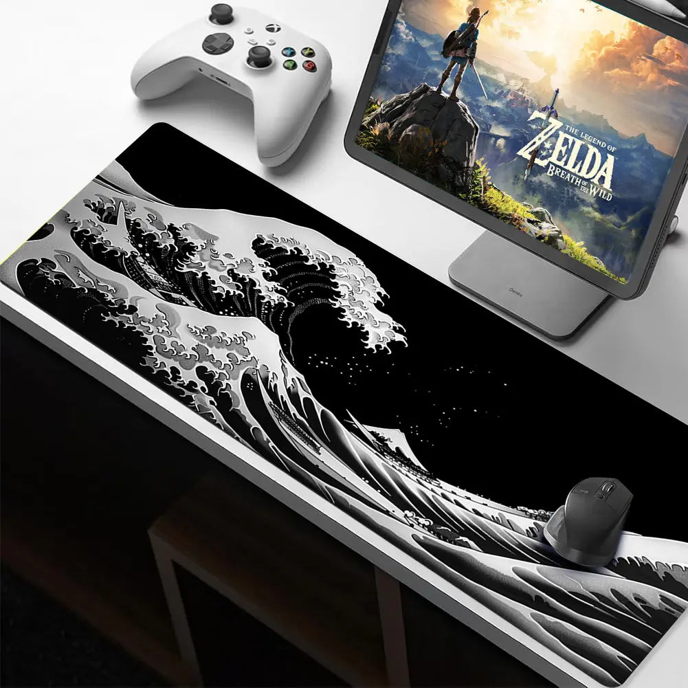 Large Gaming Mouse Pad Full Keyboard Laptop Computer Mouse Mat 31.5 X 11.8 Inches Waterproof Anti-Slip Neoprene Base for Home Office Geometric Design Summervibes