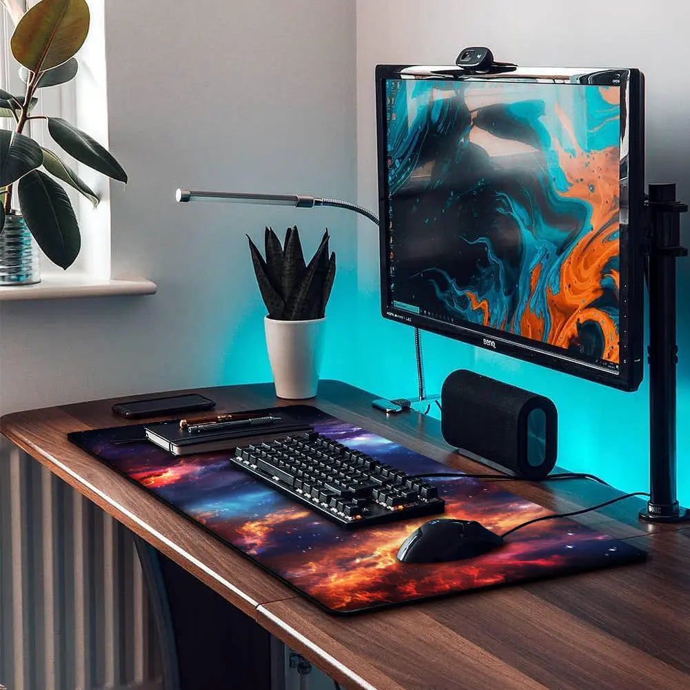 Large Gaming Mouse Pad Full Keyboard Laptop Computer Mouse Mat 31.5 X 11.8 Inches Waterproof Anti-Slip Neoprene Base for Home Office Geometric Design Summervibes
