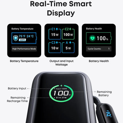 Anker Smart Display Charger, USBC Charger with Smart Recognition, Built-In Care Mode, Compact with 180° Foldable Plug + Anker Portable Laptop Power Bank with Built-In Cables, 25,000Mah High-Capacity Battery, Fast Charging for 4 Devices Summervibes