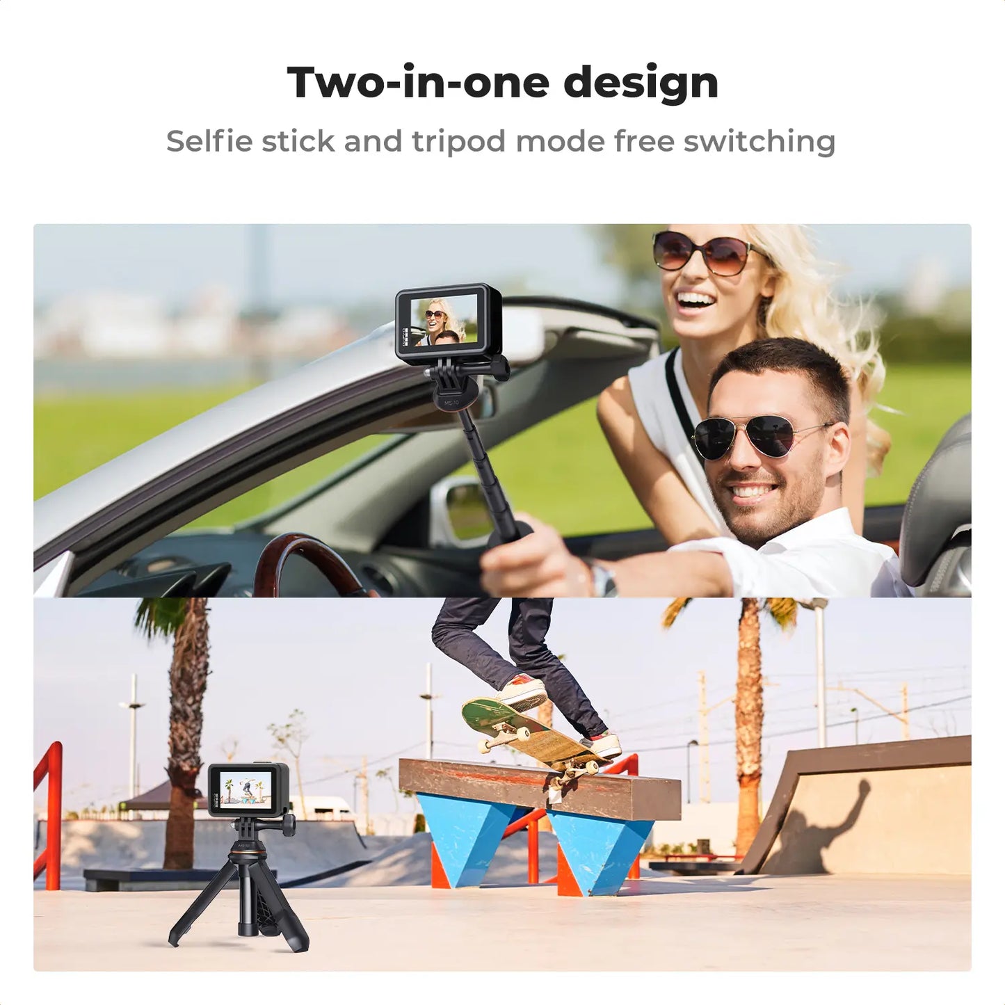 [K&F CONCEPT]MS03 13''/33Cm Action Camera Mounts Stick Desktop Stand (Small Size) for Gopro, Action,Camera Video Recording Tripod Stand, Cellphone Clip for Smartphone Live Streaming Vlog Phone Selfie