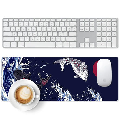 Large Gaming Mouse Pad Full Keyboard Laptop Computer Mouse Mat 31.5 X 11.8 Inches Waterproof Anti-Slip Neoprene Base for Home Office Geometric Design Summervibes