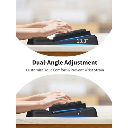 3-In-1 Ergonomic Keyboard Stand with Wrist Rest & Mouse Pad Set, Comfy Keyboard Riser Holder Soft Mousepad with Massage Design, Memory Foam and Non-Slip PU Base for Pain Relief
