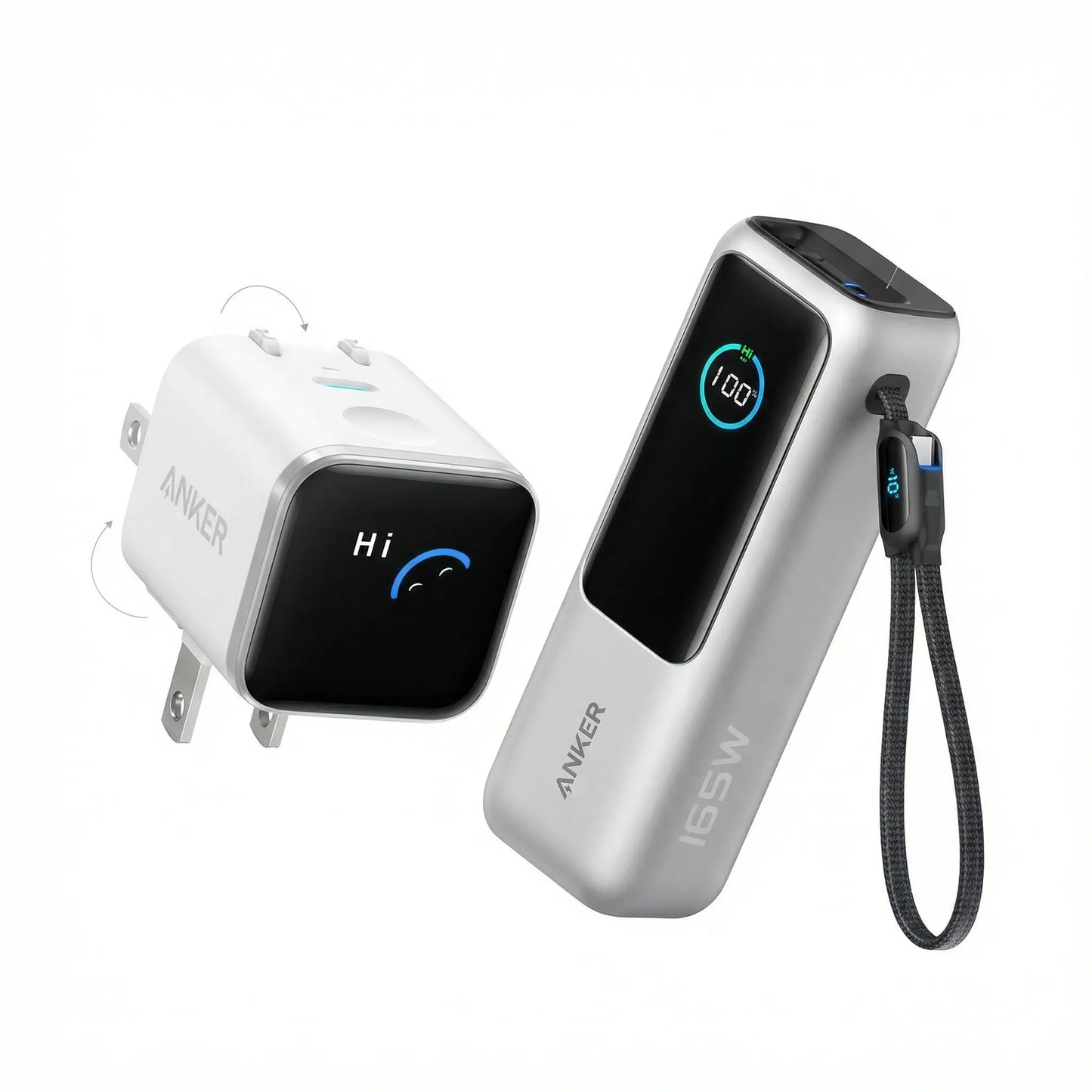 Anker Smart Display Charger, USBC Charger with Smart Recognition, Built-In Care Mode, Compact with 180° Foldable Plug + Anker Portable Laptop Power Bank with Built-In Cables, 25,000Mah High-Capacity Battery, Fast Charging for 4 Devices Summervibes