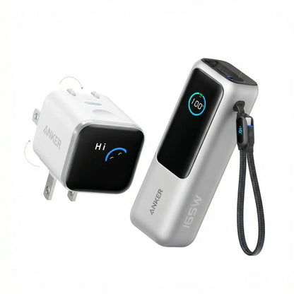 Anker Smart Display Charger, USBC Charger with Smart Recognition, Built-In Care Mode, Compact with 180° Foldable Plug + Anker Portable Laptop Power Bank with Built-In Cables, 25,000Mah High-Capacity Battery, Fast Charging for 4 Devices Summervibes