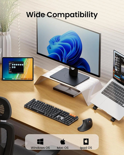 Protoarc Wireless Mechanical Keyboard, K310 Pro Backlit Bluetooth Aluminum Keyboard, 2.4G+Dual BT, Linear Red Switches, Programmable Keys, Low Profile Keys, Full Size, Rechargeable, Multi-Device