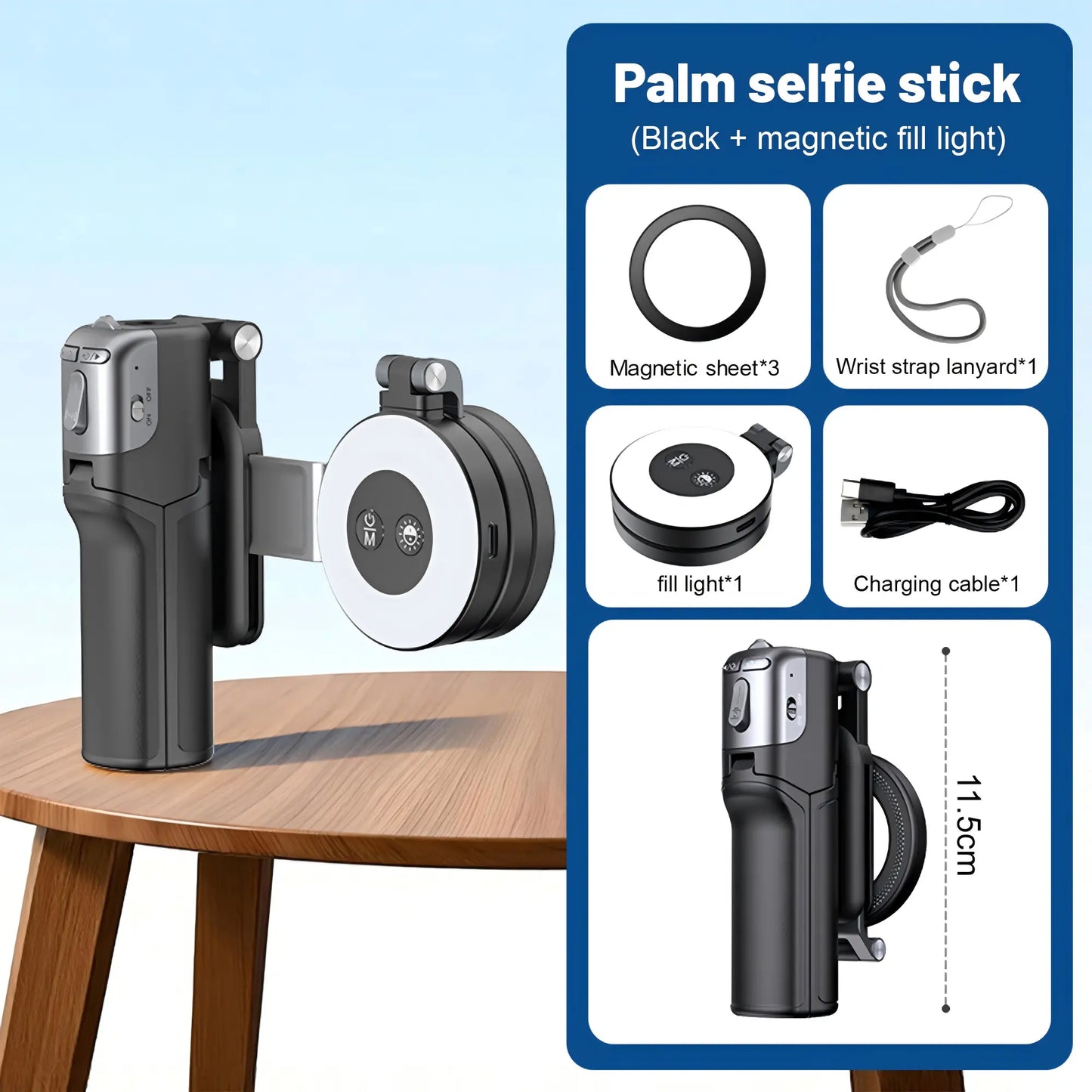 JOYYE Upgrated 6-In-1 Magnetic Selfie Stick Tripod with Remote Adjustable Zoom, Magnetic Phone Holder & Stabilizer, Extendable 180° Rotation, 3 Magnetic Rings, Compatible with Fill Light for Vlog Live Photo