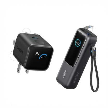 Anker Smart Display Charger, USBC Charger with Smart Recognition, Built-In Care Mode, Compact with 180° Foldable Plug + Anker Portable Laptop Power Bank with Built-In Cables, 25,000Mah High-Capacity Battery, Fast Charging for 4 Devices Summervibes