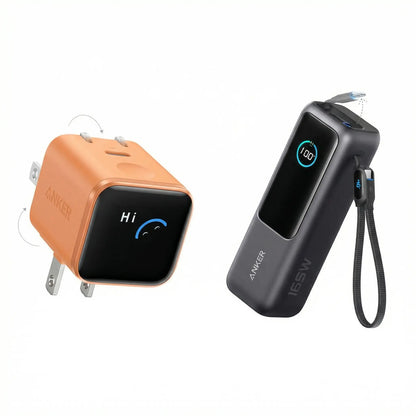 Anker Smart Display Charger, USBC Charger with Smart Recognition, Built-In Care Mode, Compact with 180° Foldable Plug + Anker Portable Laptop Power Bank with Built-In Cables, 25,000Mah High-Capacity Battery, Fast Charging for 4 Devices Summervibes