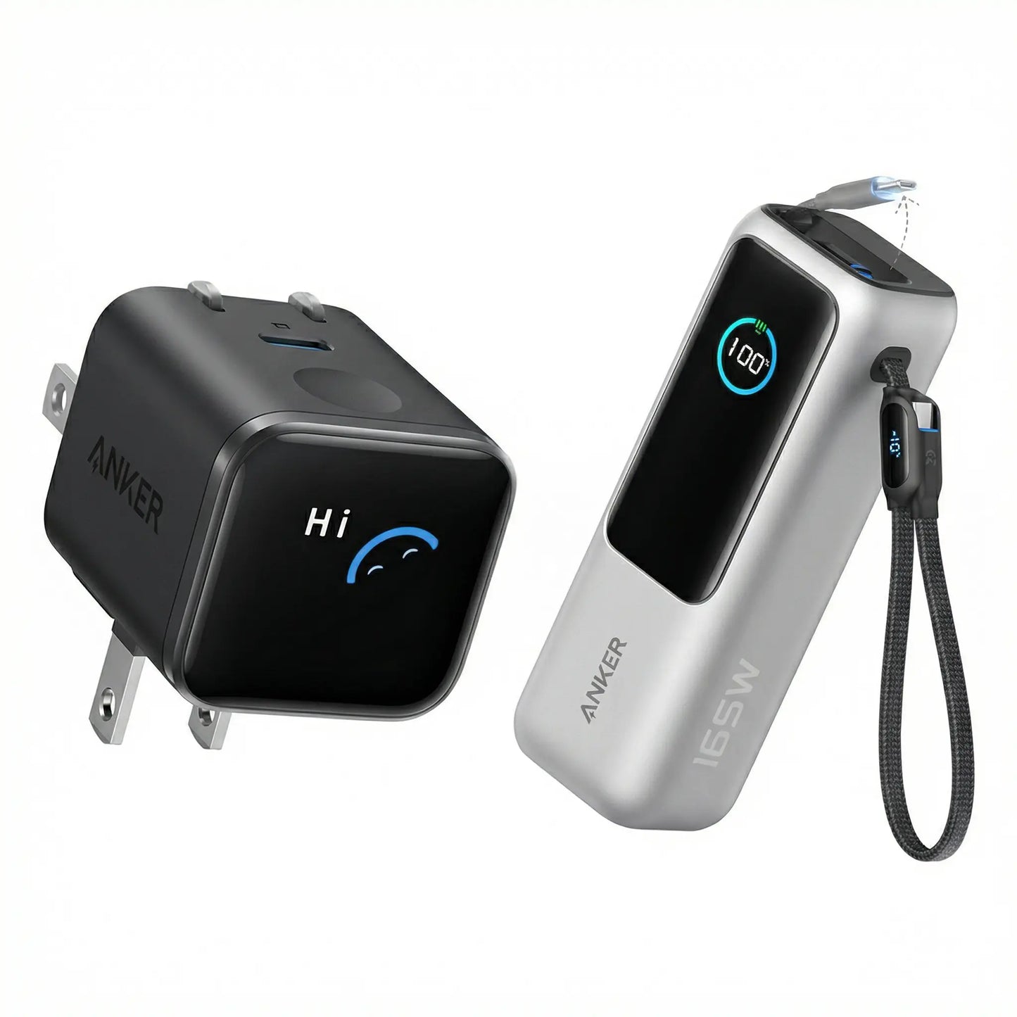 Anker Smart Display Charger, USBC Charger with Smart Recognition, Built-In Care Mode, Compact with 180° Foldable Plug + Anker Portable Laptop Power Bank with Built-In Cables, 25,000Mah High-Capacity Battery, Fast Charging for 4 Devices Summervibes