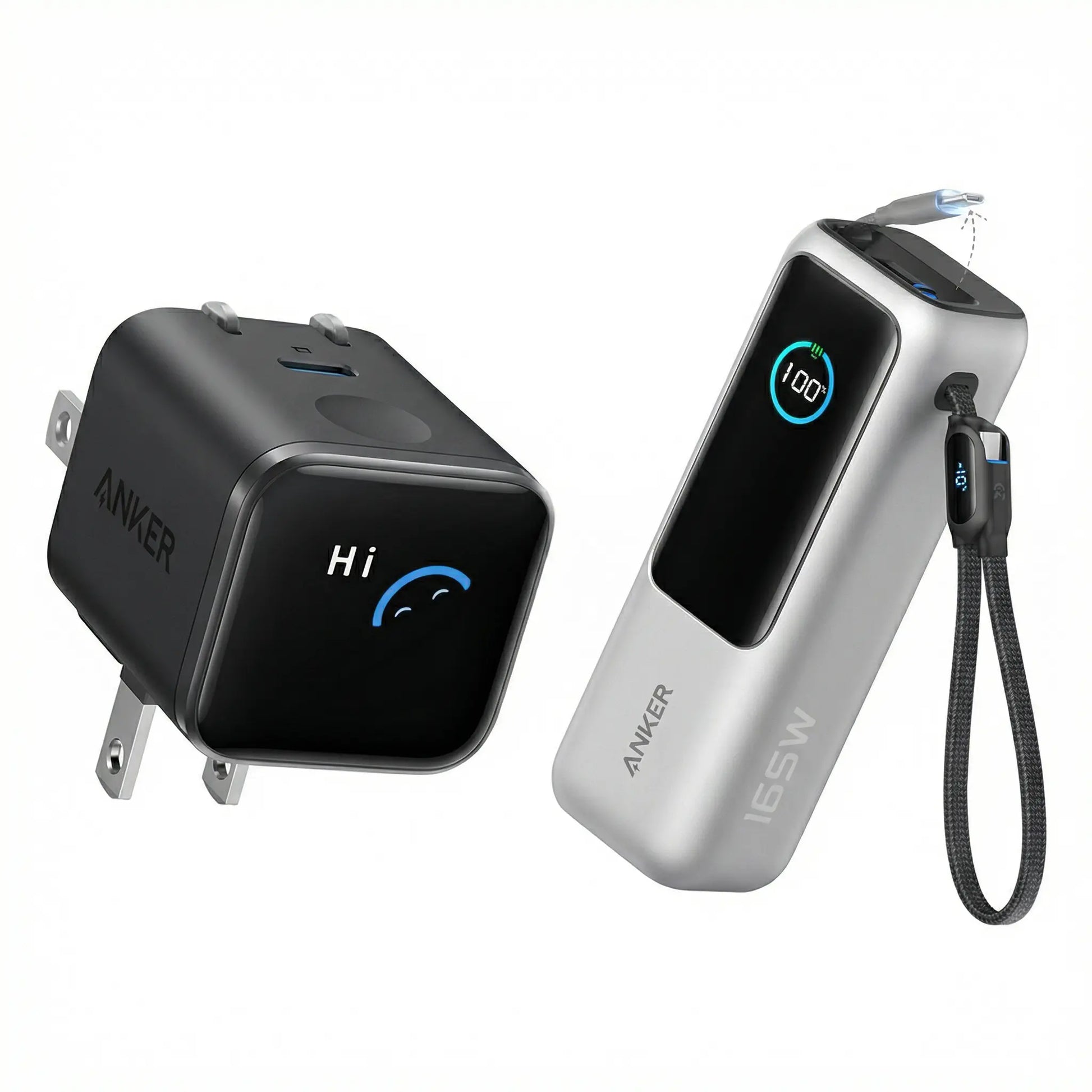 Anker Smart Display Charger, USBC Charger with Smart Recognition, Built-In Care Mode, Compact with 180° Foldable Plug + Anker Portable Laptop Power Bank with Built-In Cables, 25,000Mah High-Capacity Battery, Fast Charging for 4 Devices Summervibes