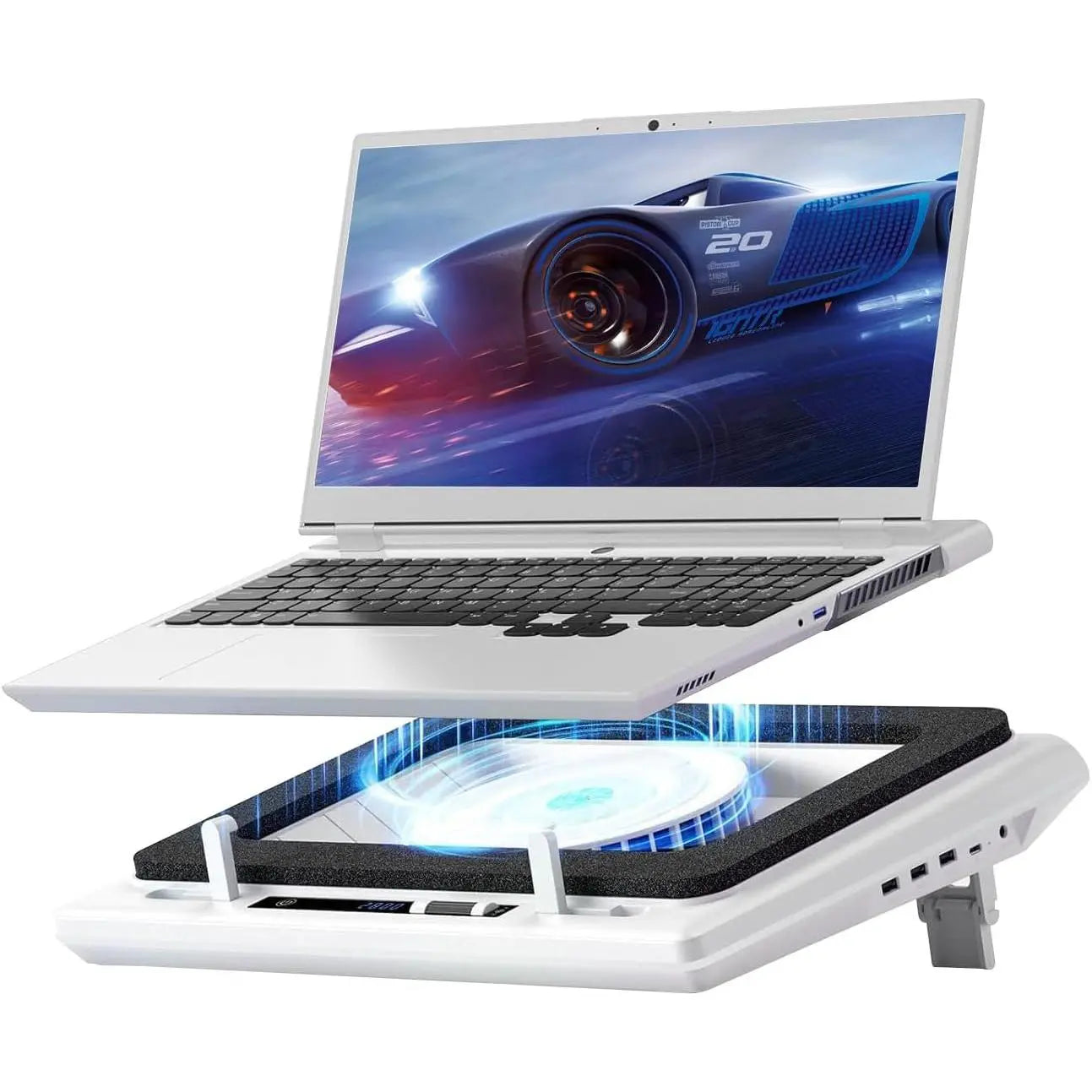 【Limited Time 】Llano RGB Laptop Cooling Pad, Gaming Laptop Cooler with Powerful Turbofan, Fast Cooling Laptop 15.6-21In, Adjustable Speed, Touch Control, LCD Screen