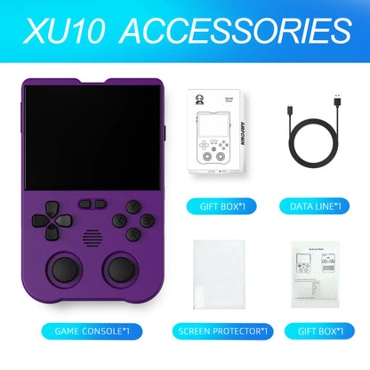 AMPOWN XU10 3.5 Inch Handheld Game Console for Summer, Retro 64G High-End Gaming Console, Dual Card Slot Support TF Card Expansion to 512GB, Support C2C Charger Protection White-64G