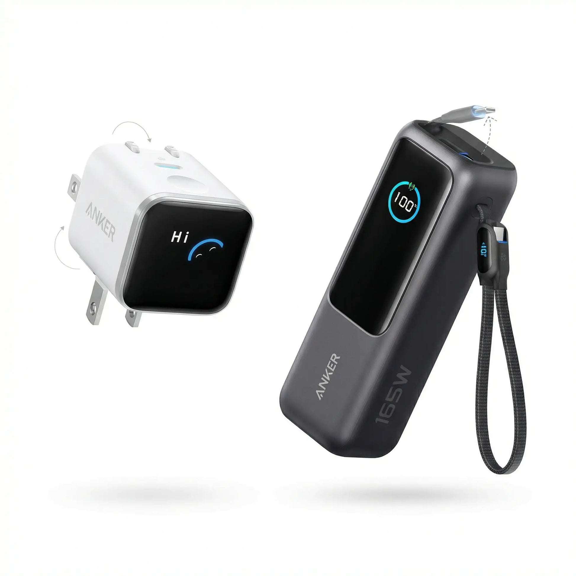 Anker Smart Display Charger, USBC Charger with Smart Recognition, Built-In Care Mode, Compact with 180° Foldable Plug + Anker Portable Laptop Power Bank with Built-In Cables, 25,000Mah High-Capacity Battery, Fast Charging for 4 Devices Summervibes