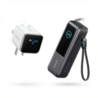 Anker Smart Display Charger, USBC Charger with Smart Recognition, Built-In Care Mode, Compact with 180° Foldable Plug + Anker Portable Laptop Power Bank with Built-In Cables, 25,000Mah High-Capacity Battery, Fast Charging for 4 Devices Summervibes
