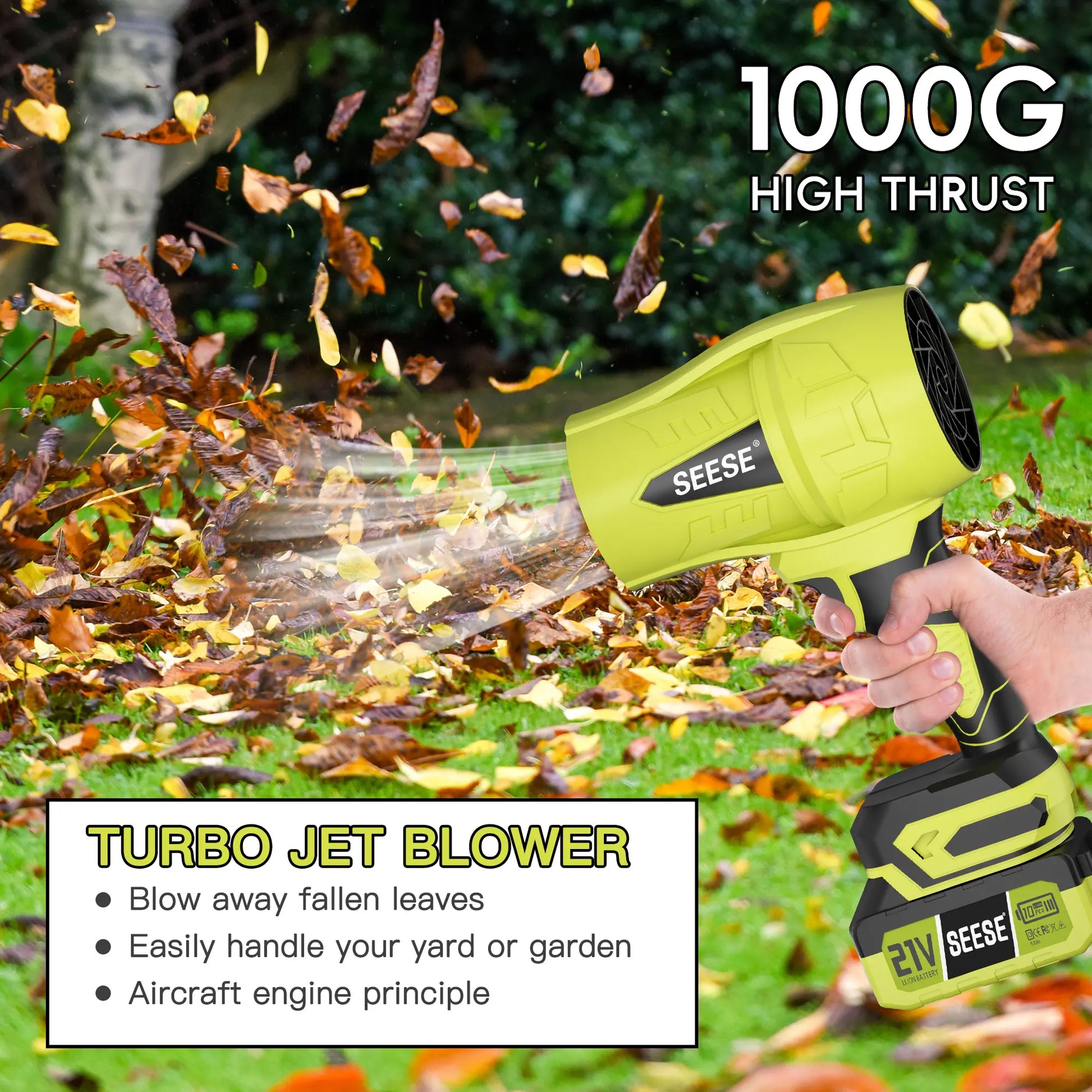 【Summervibes】Seese Cordless Leaf Blower Violent Turbofan,Brushlesspure Copper Motor Jet Fan with Battery,Cordlessturbo Super Power Air Duster, Car Drying after Wash, Snowremoval